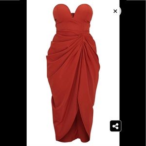 Rust Coloured Strapless Dress - PLT